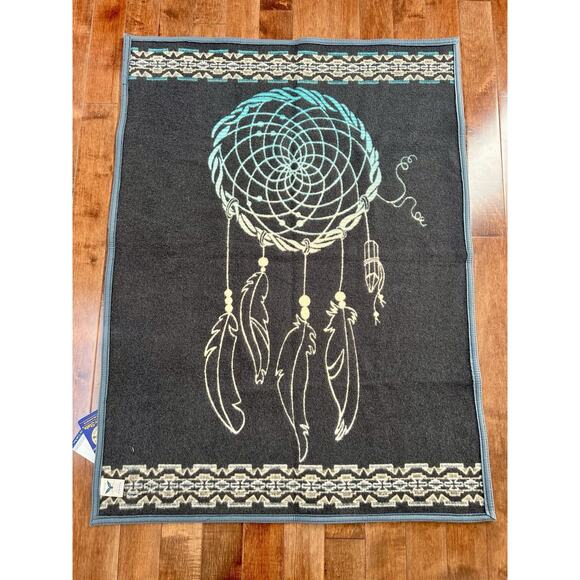 Pendleton Vtg Wool Blanket Beaver State Dreamcatcher Aztec Reversible 42x32 Crib - Picture 2 of 7